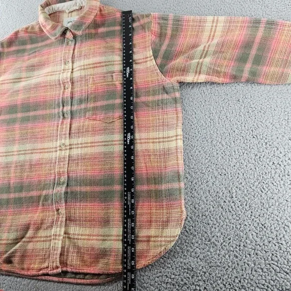 American Eagle Outfitters Shirt Mens Medium‎ Gray Beige Plaid Flannel Button Up - Picture 13 of 16